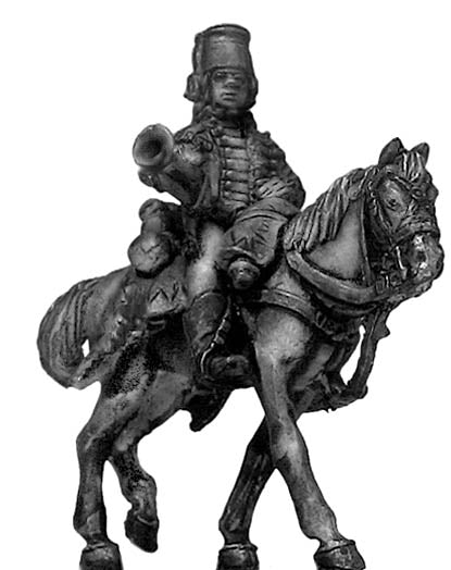 1756-63 Saxon Hussar Trumpeter pelisse & mirliton (28mm)