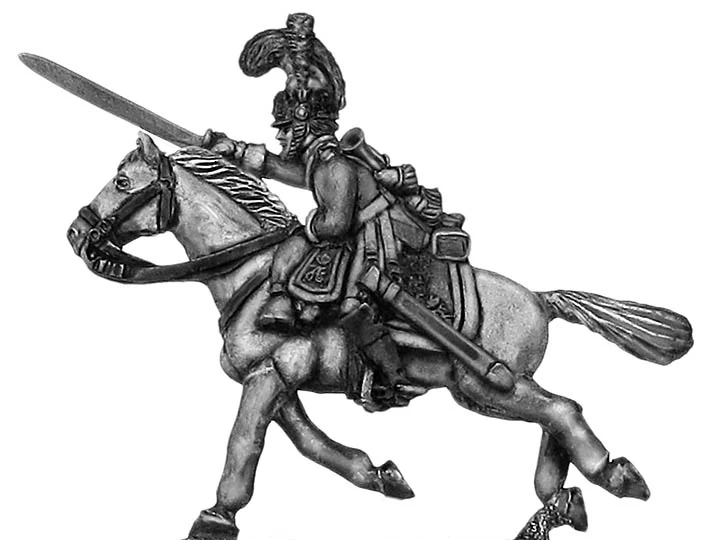 1812 Kürrassier-Regiment von Zastrow trumpeter charging sword drawn (28mm)