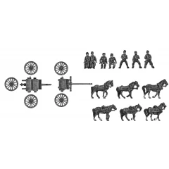 Caisson team (riders in hat & kepi) - six horses, caisson and crew (15mm)