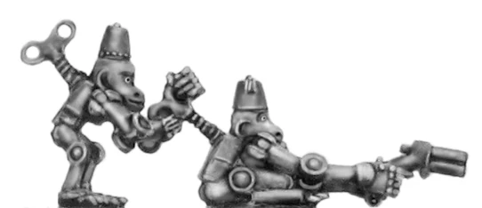 NEW - Clockwork fezzed monkey winding, with gun (28mm)