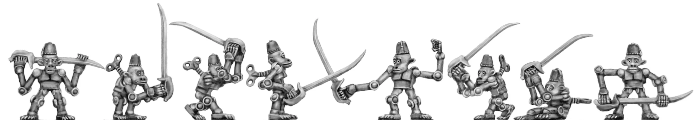 NEW - Clockwork fezzed monkey with sword (28mm)