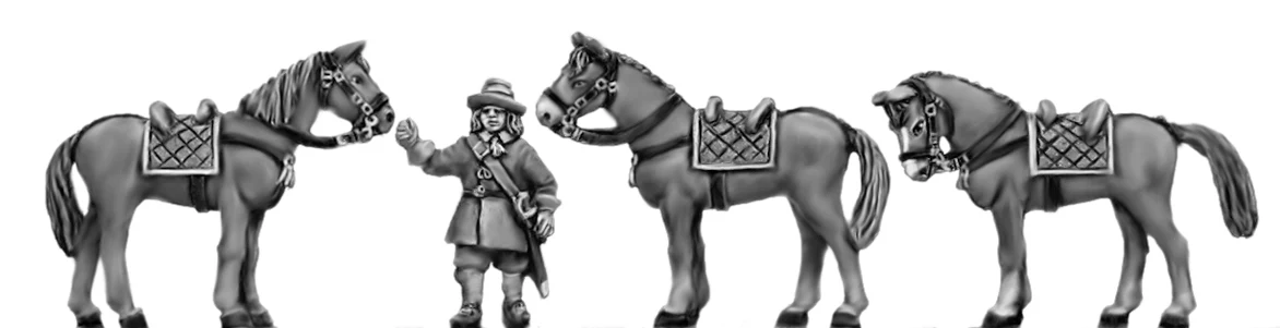 Dismounted Horse holder, with three horses (18mm)
