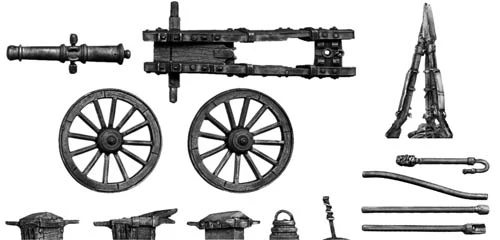 French 8-pdr gun with equipment (28mm)