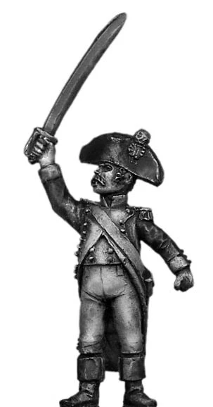 French officer, bicorne, encouraging skirmishers (28mm)