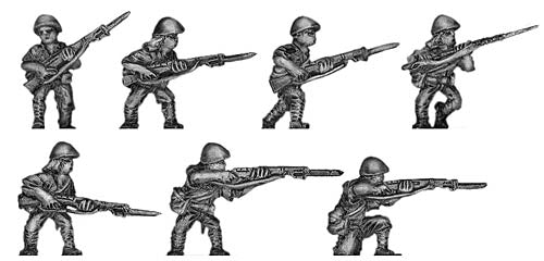 Japanese infantry in helmet advancing with rifle (15mm)