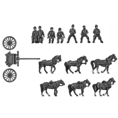 Limber team (riders in hat & kepi) - six horses, limber and crew (15mm)