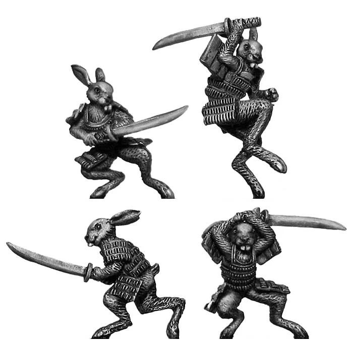Pond Wars Rabbit Samurai with katana (28mm)