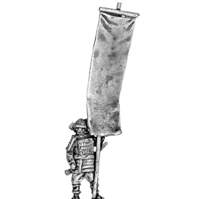 Samurai in heavy armour with standard (15mm)