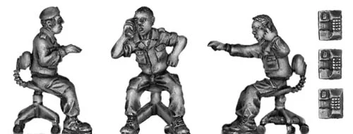 Seated military officer worker with phone (28mm)