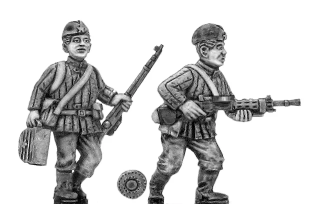 Soviet infantry LMG team in side cap (28mm)